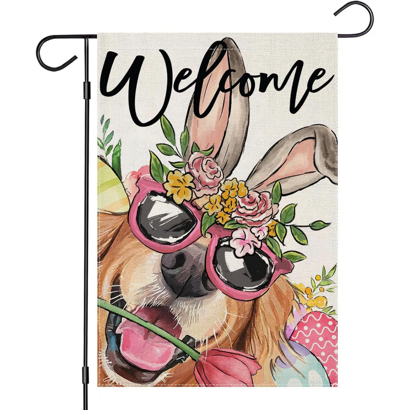 Double Sided Watercolor Golden Retriever Garden Flag-Globe Flags