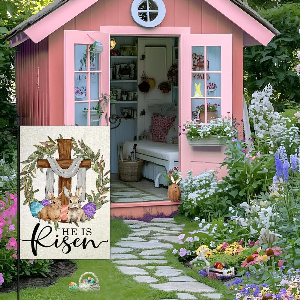 He Is Risen Printed Double Sided Designed Garden Flag-Globe Flags