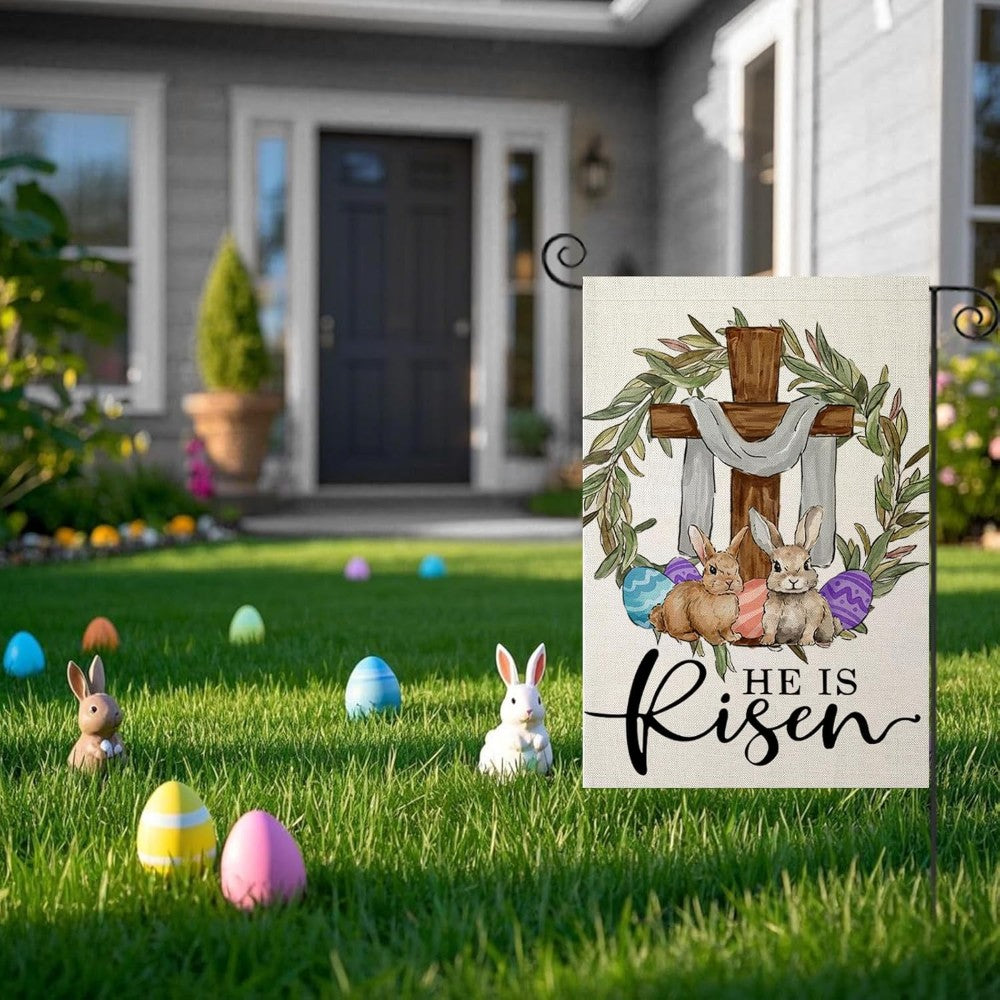 He Is Risen Printed Double Sided Designed Garden Flag-Globe Flags