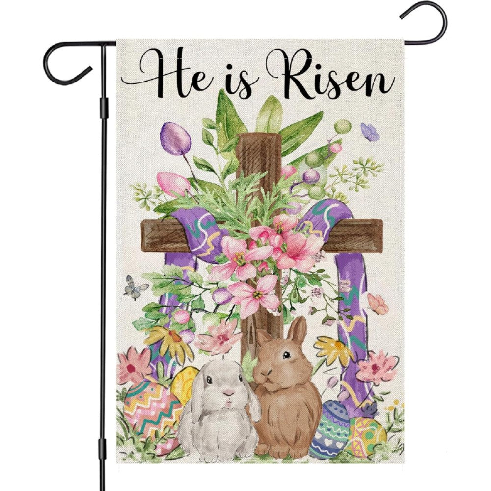 He Is Risen Printed Garden Flag-Globe Flags