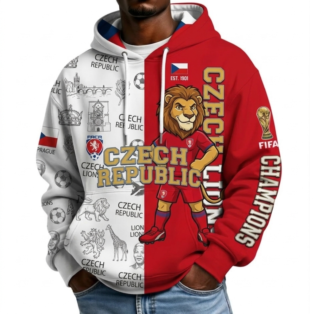 FIFA 2026 Czech Republic Football Themed All Over Printed Hoodie