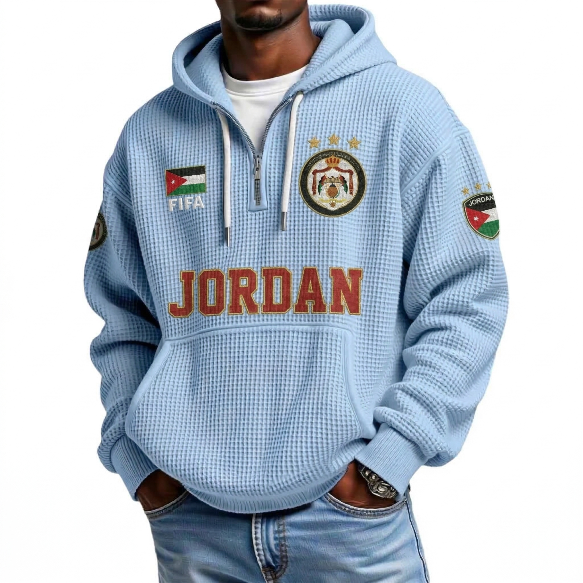 FIFA 2026 Jordan Printed Waffle Quarter Zip Football Fan Hoodie