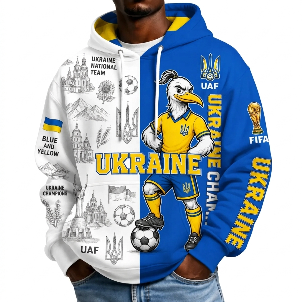 FIFA 2026 Ukraine Football Themed All Over Printed Hoodie