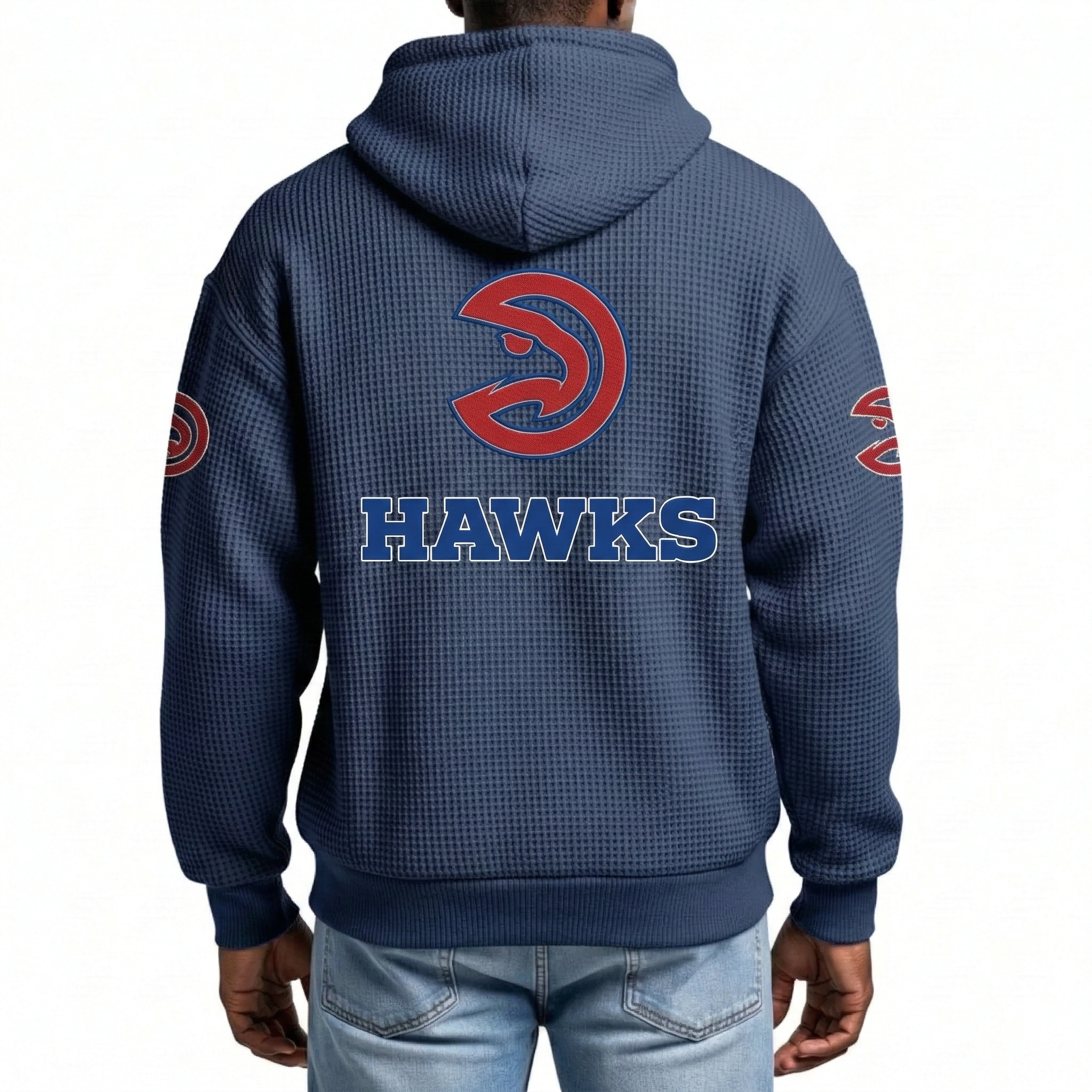 Atlanta Hawks EST 1946 Printed Waffle Quarter Zip Basketball Fan Hoodie