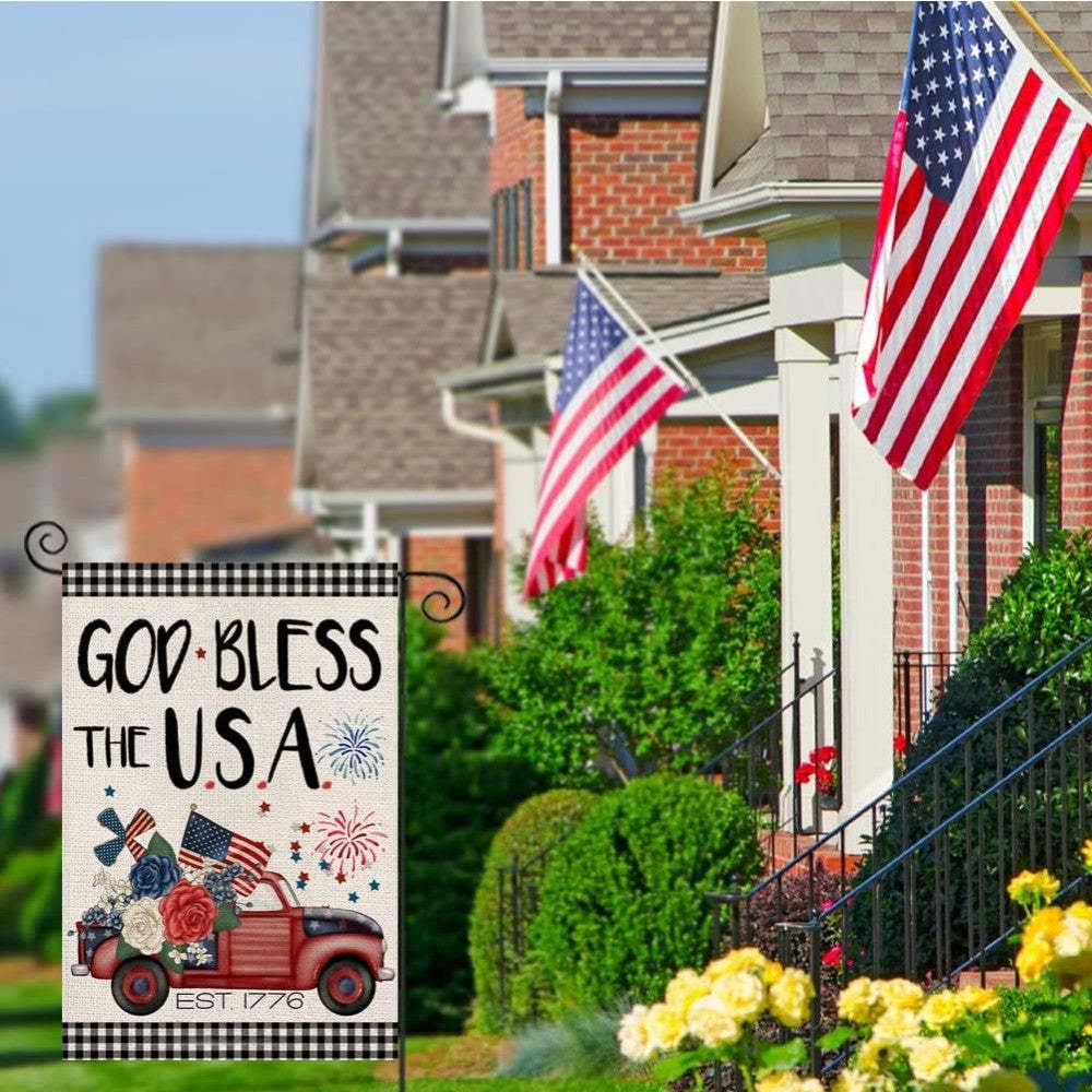 God Bless The USA Printed Garden Flag-Globe Flags