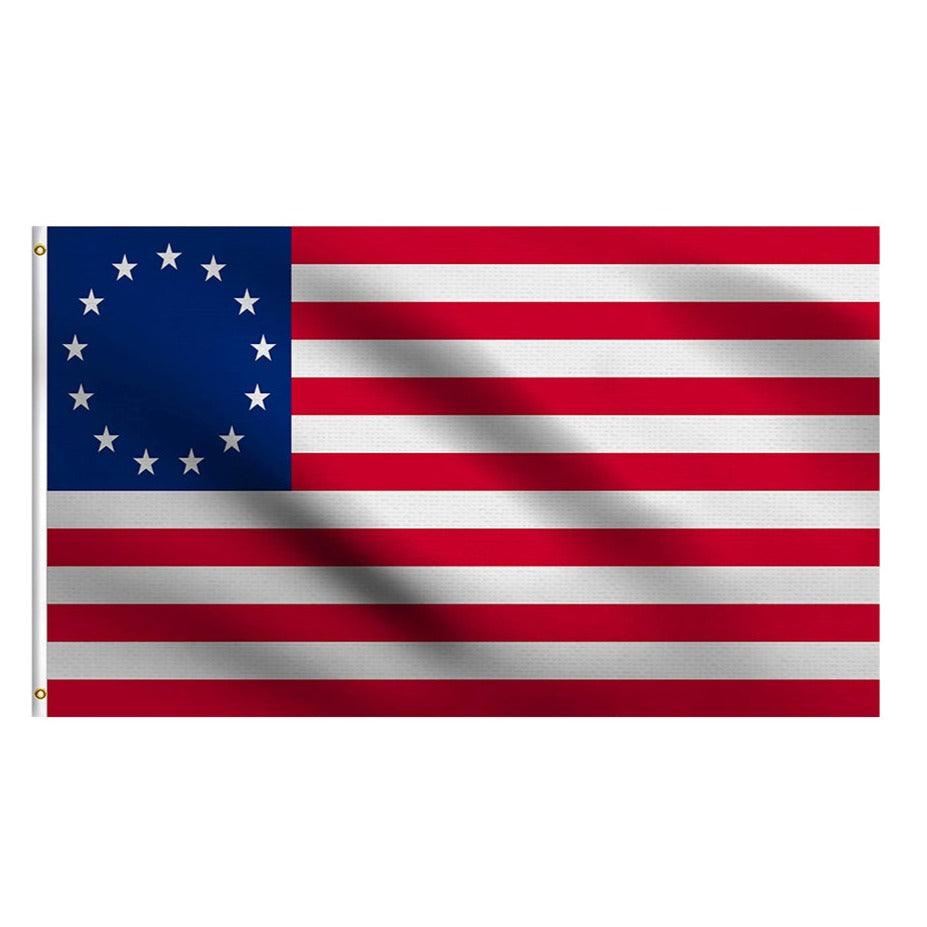 American Revolution Historical USA Betsy Ross Flag - front view on white background