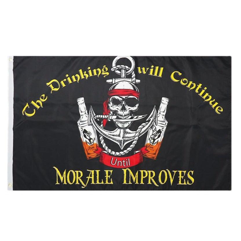 The Drinking Will Continue Slogan Party And Bar Banner - front view