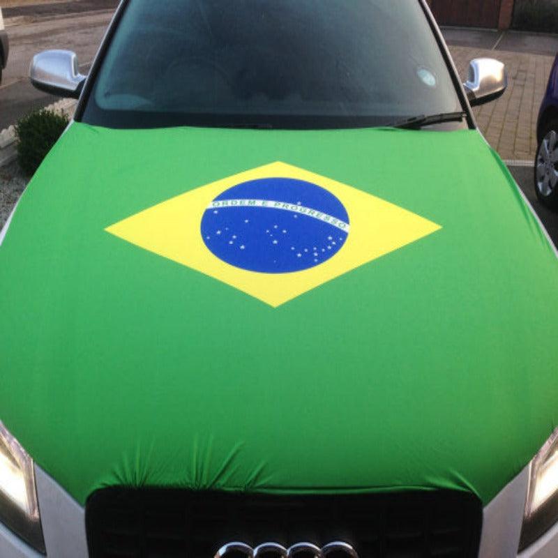Brazil Car Hood Flag showing magnetic base attachment detail
