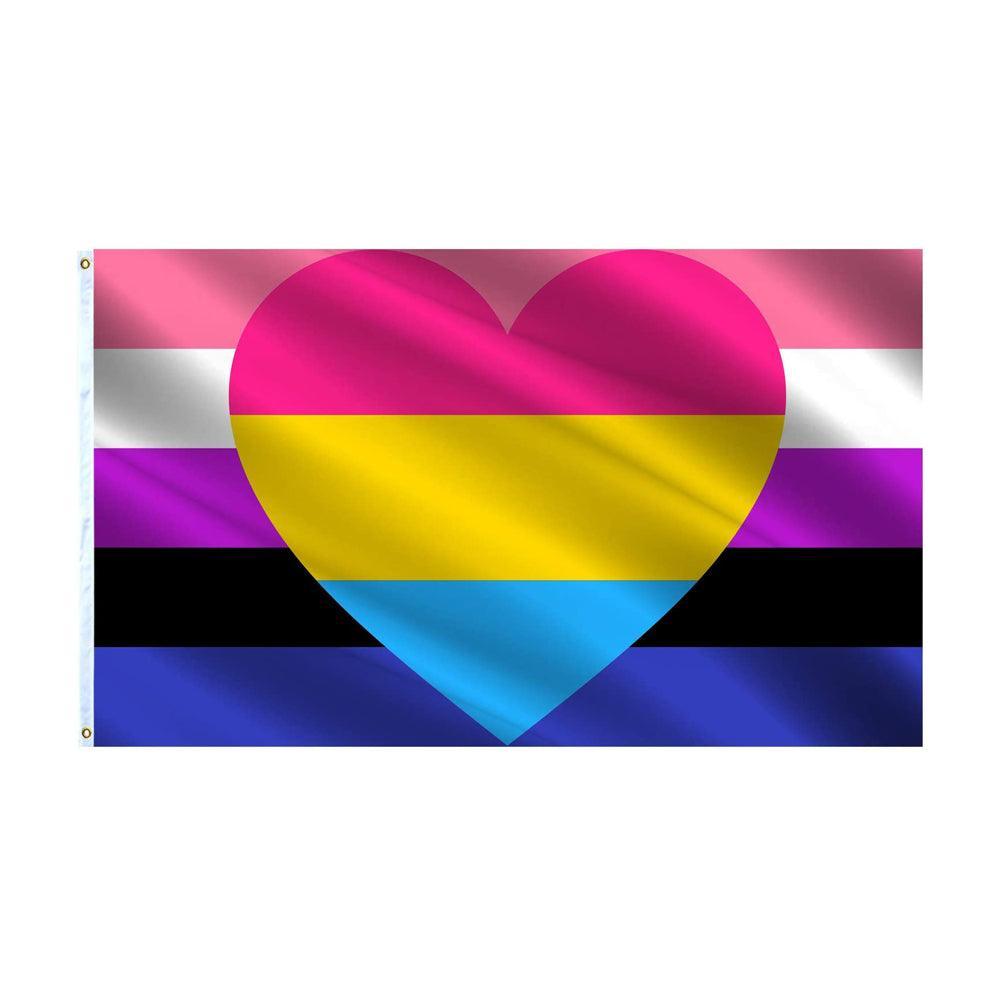Genderfluid Panromantic Heart Flag-Globe Flags