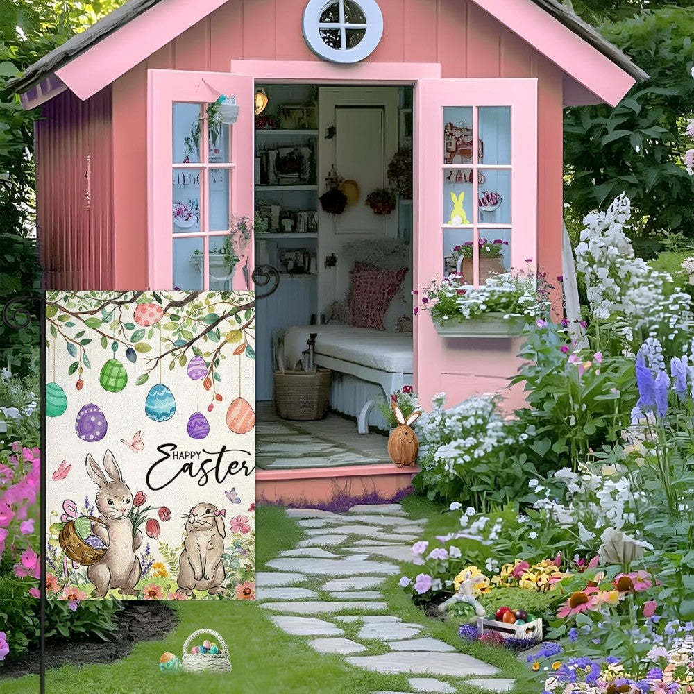Happy Easter Bunny Garden Flag-Globe Flags