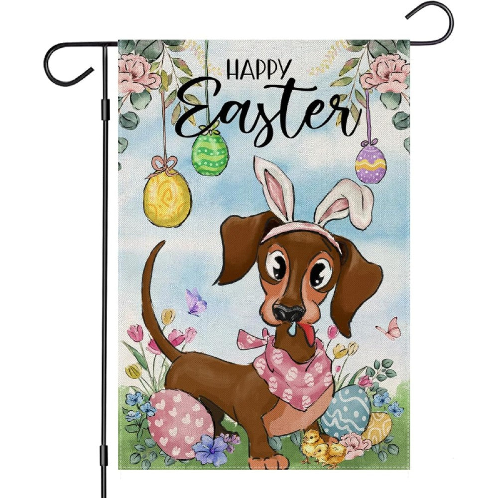 Happy Easter Dachshund Garden Flag-Globe Flags