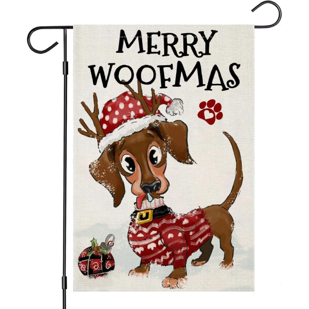 Happy Easter Dachshund Garden Flag displayed outdoors on garden stake