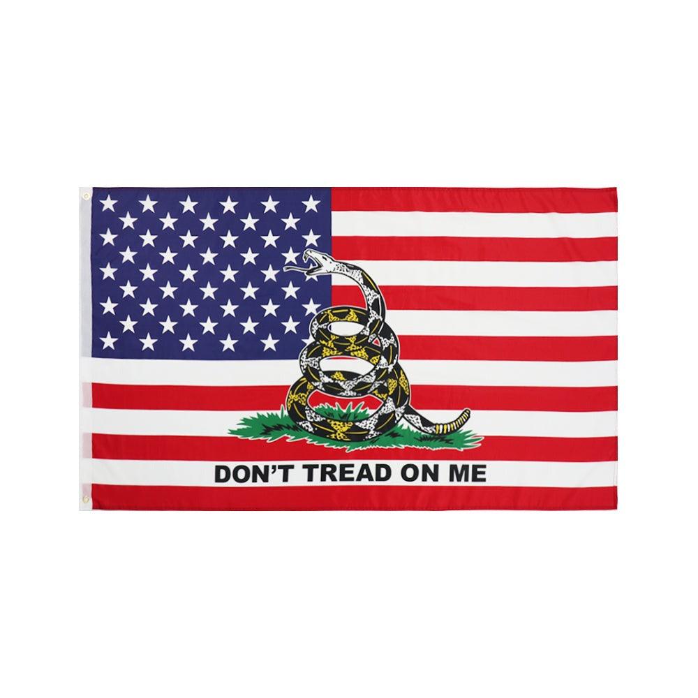 Don't Tread On Me Gadsden American Flag - front view on white background