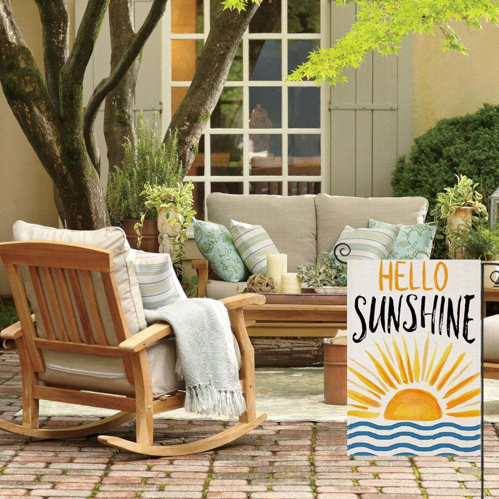 Hello Sunshine Printed Outdoor Decor Summer Garden Flag-Globe Flags