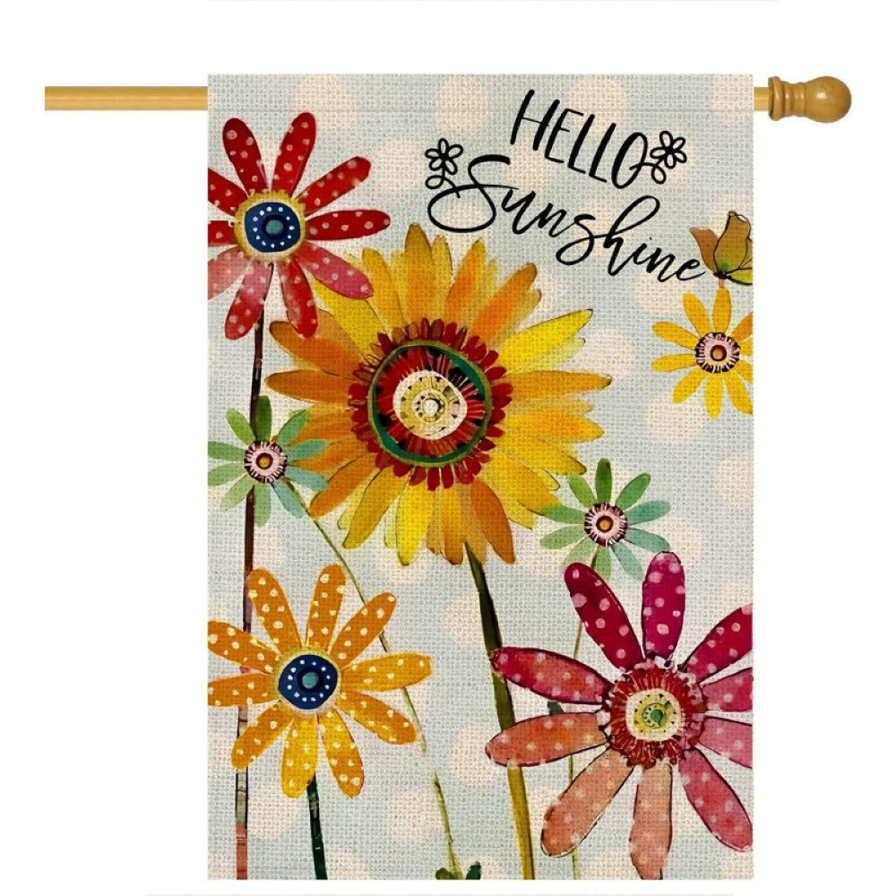 Sunshine And Sunflowers House Flag For Outdoor Decor-Globe Flags