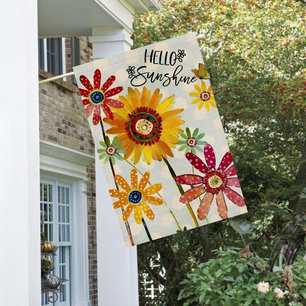Sunshine And Sunflowers House Flag For Outdoor Decor-Globe Flags