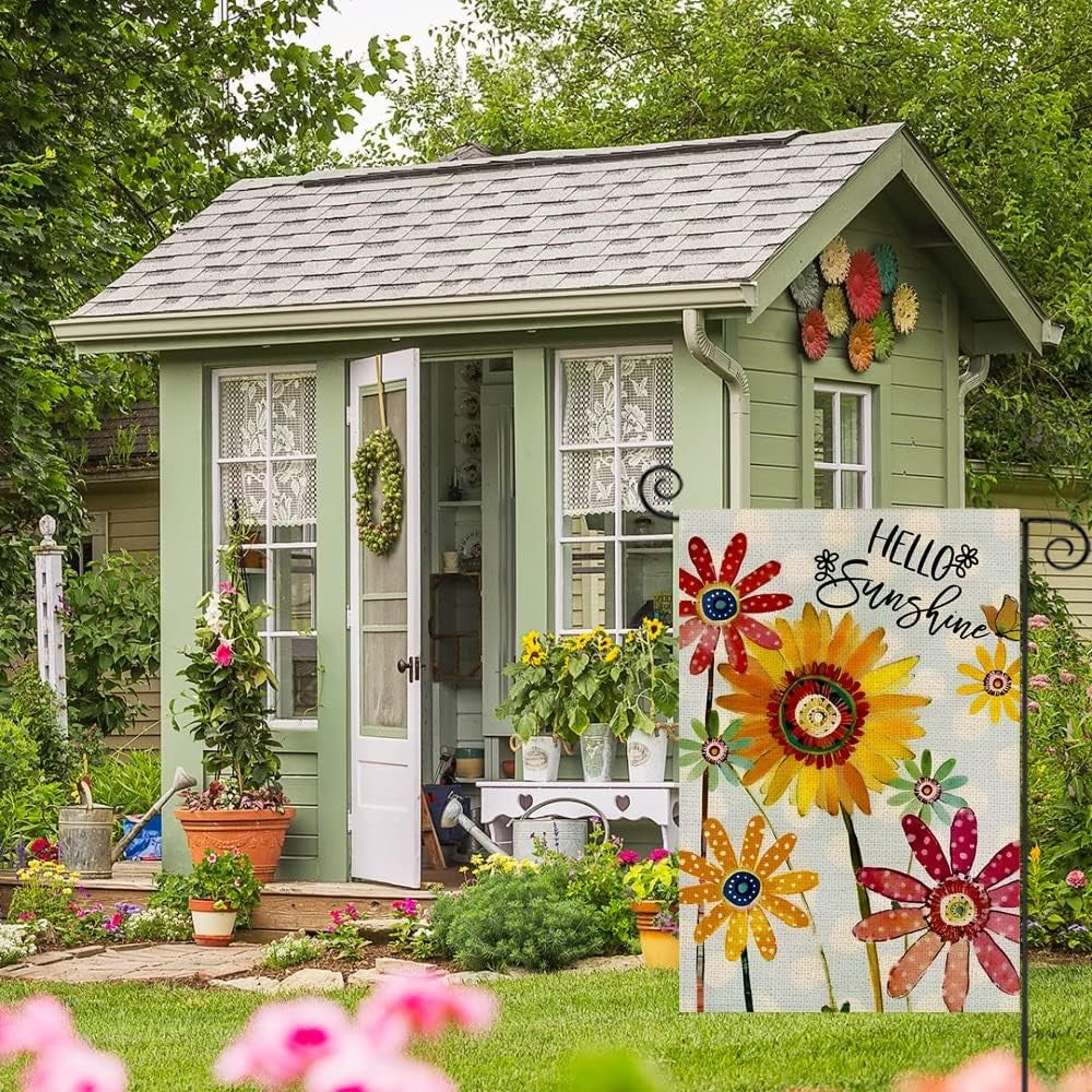 Sunflower Printed Garden Flag close-up showing double-sided print quality