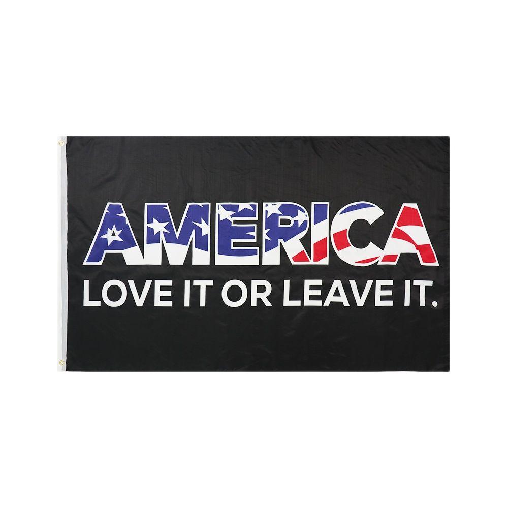America Love It Or Leave It Patriotic Slogan Flag - front view on white background