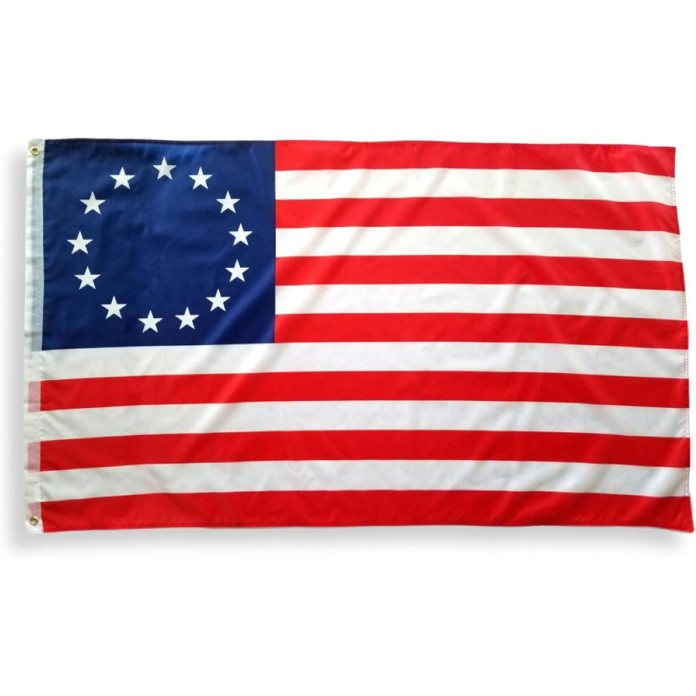 Historical Betsy Ross Flag - front view on white background