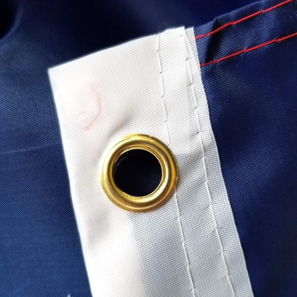 Historical Betsy Ross Flag with brass grommet hardware detail