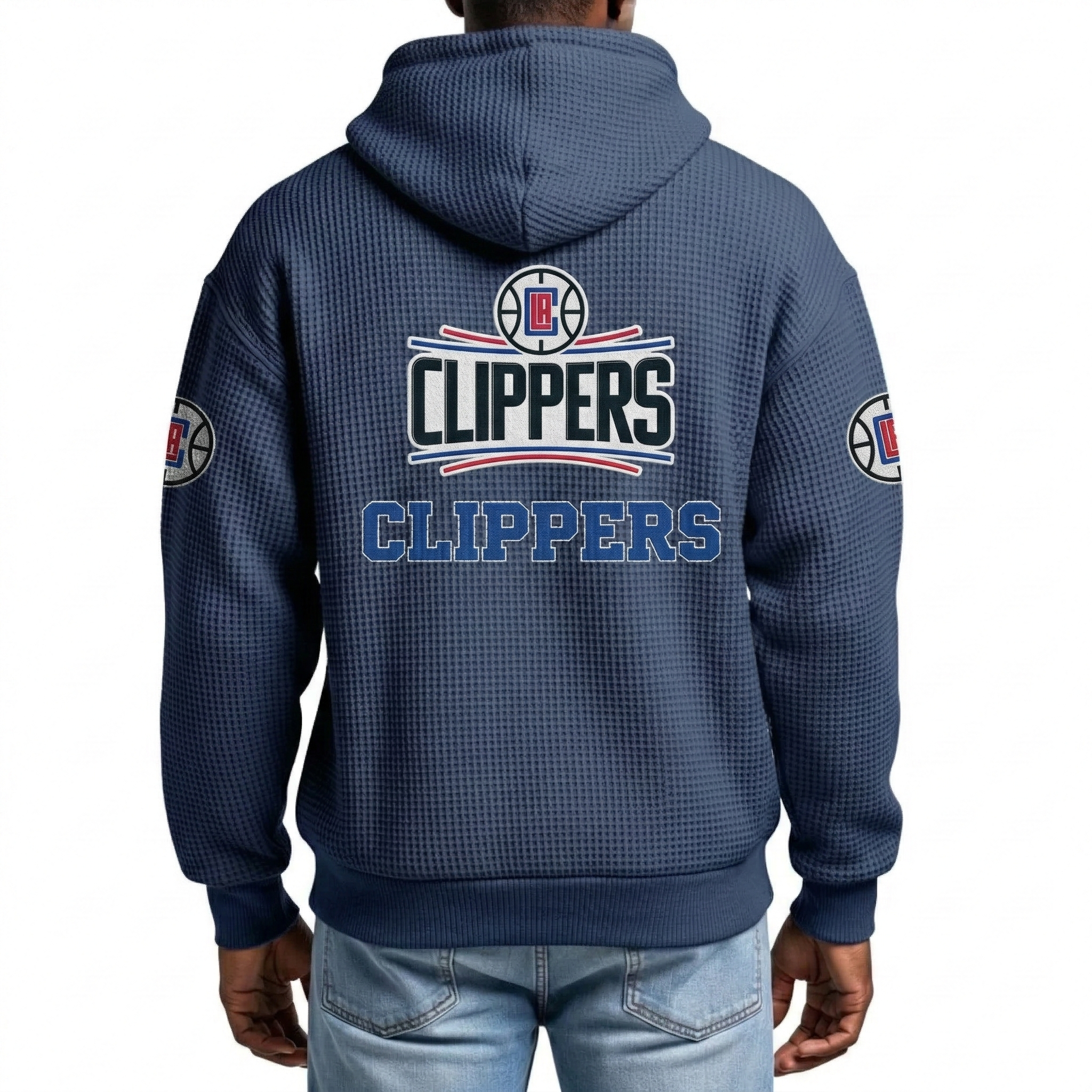 LA Clippers EST 1970 Printed Waffle Quarter Zip Basketball Fan Hoodie