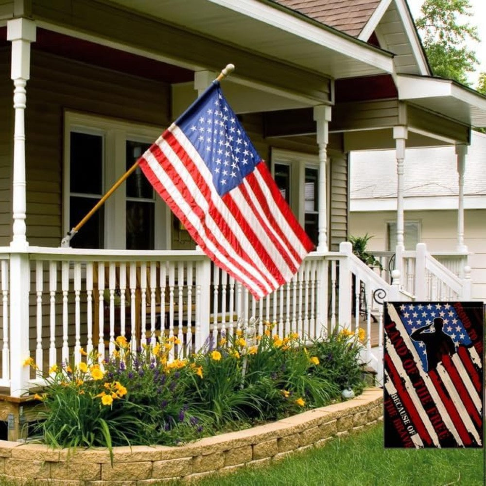 The Free Memorial Day Garden Flag in garden yard setting