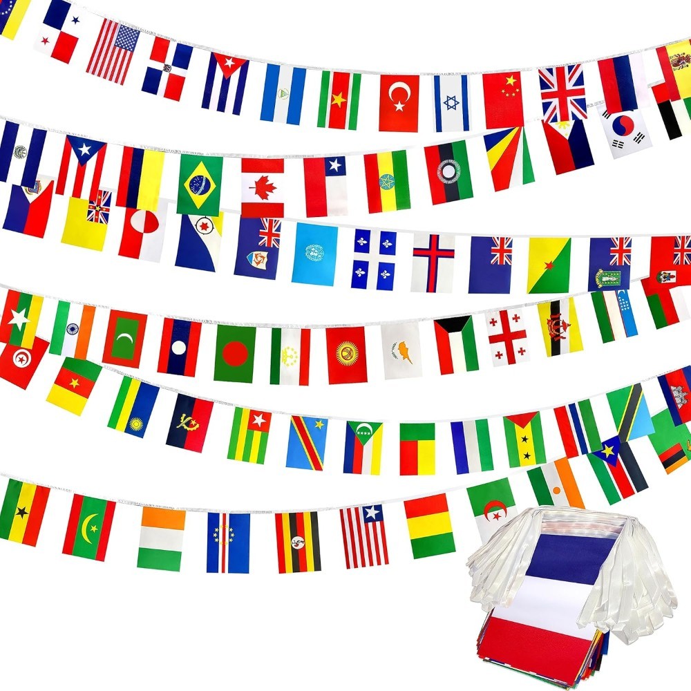 Colorful International Flags String Banner-Globe Flags