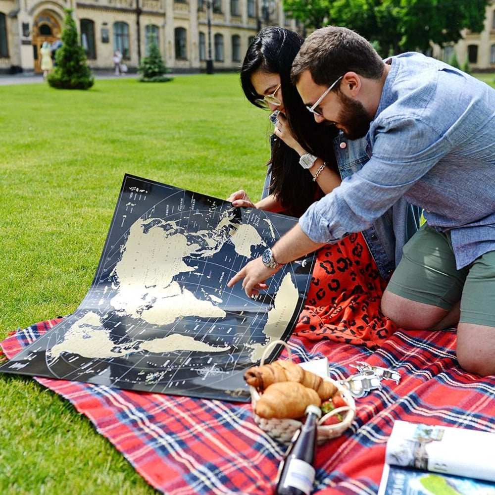 Large Scratch Off World Travel Map-Globe Flags