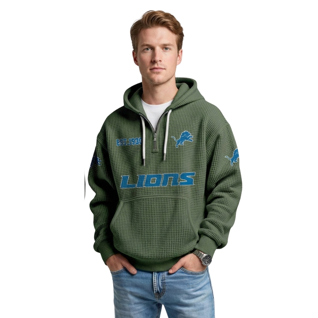 Lions EST 1930 Quarter Zip Waffle Hoodie