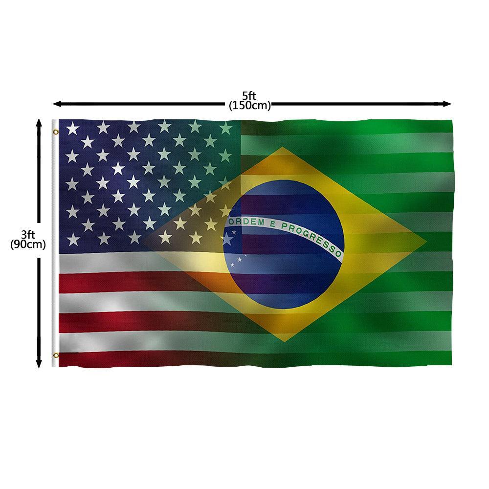 USA Brazil Green Flag - Premium Quality Flag for Sports and Friendship-Globe Flags