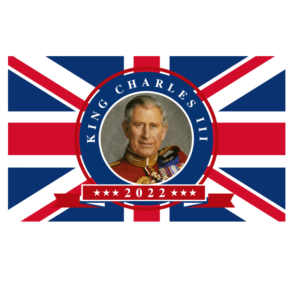 King Charles III Flag - size comparison and dimensions view