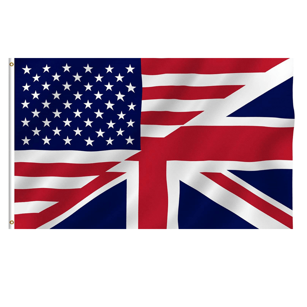 US UK Alliance Flag – Symbol of Unity and Patriotism - front view on white background