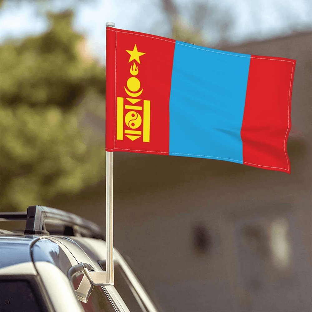Mongolia Car Window Mounted Flag-Globe Flags
