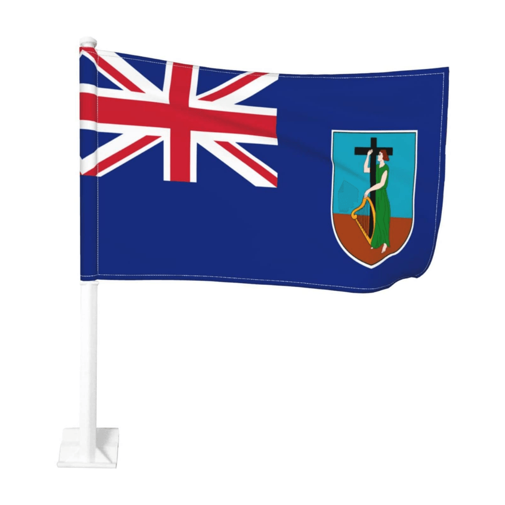 Montserrat Car Window Mounted Flag-Globe Flags