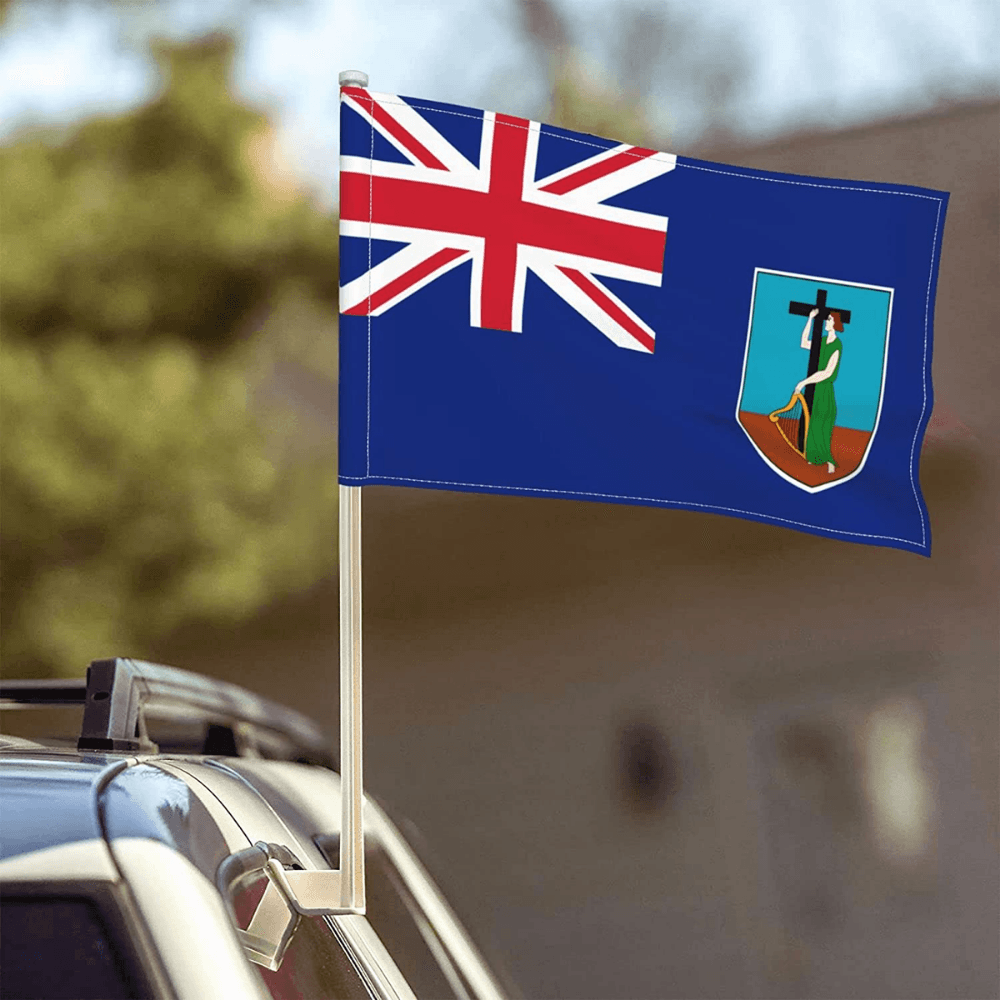 Montserrat Car Window Mounted Flag-Globe Flags