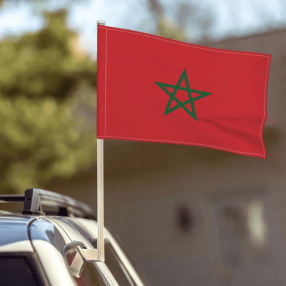 Morocco Car Window Mounted Flag-Globe Flags