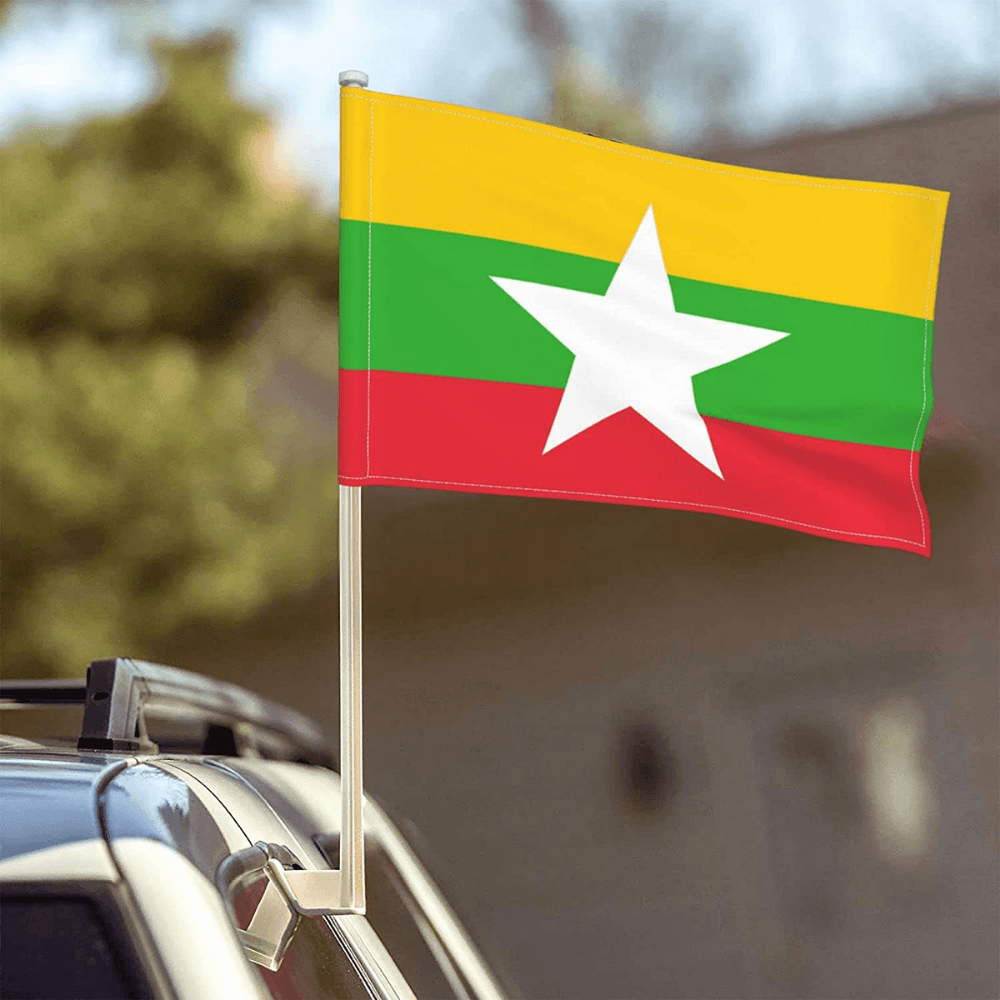 Myanmar Car Window Mounted Flag-Globe Flags