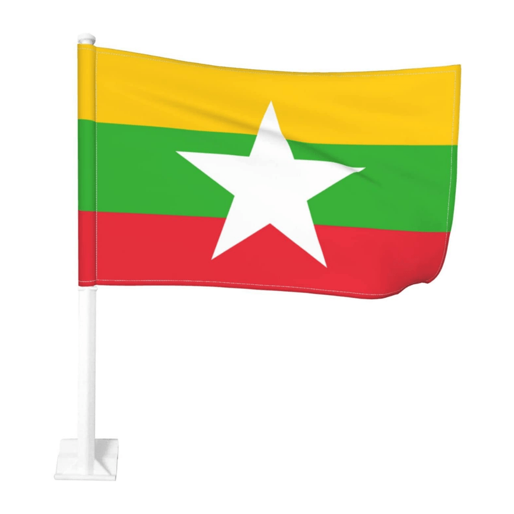 Myanmar Car Window Mounted Flag-Globe Flags