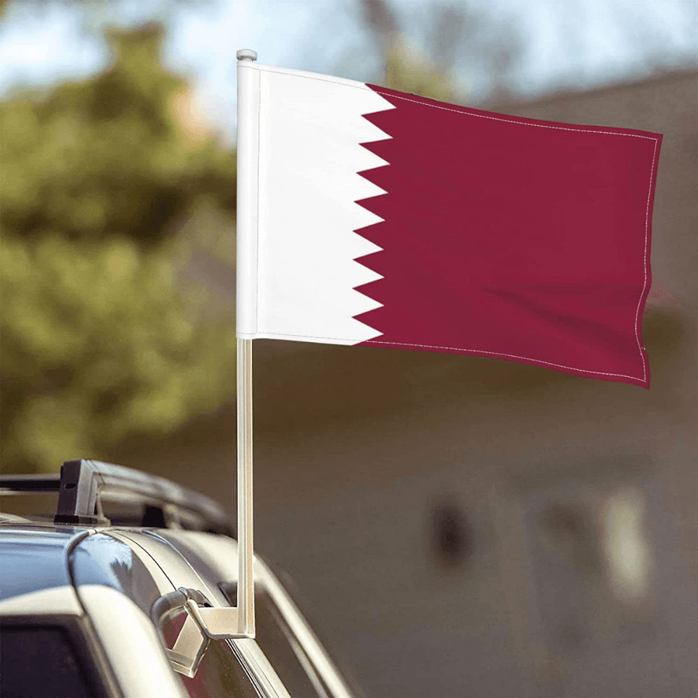 Qatar Car Window Mounted Flag-Globe Flags
