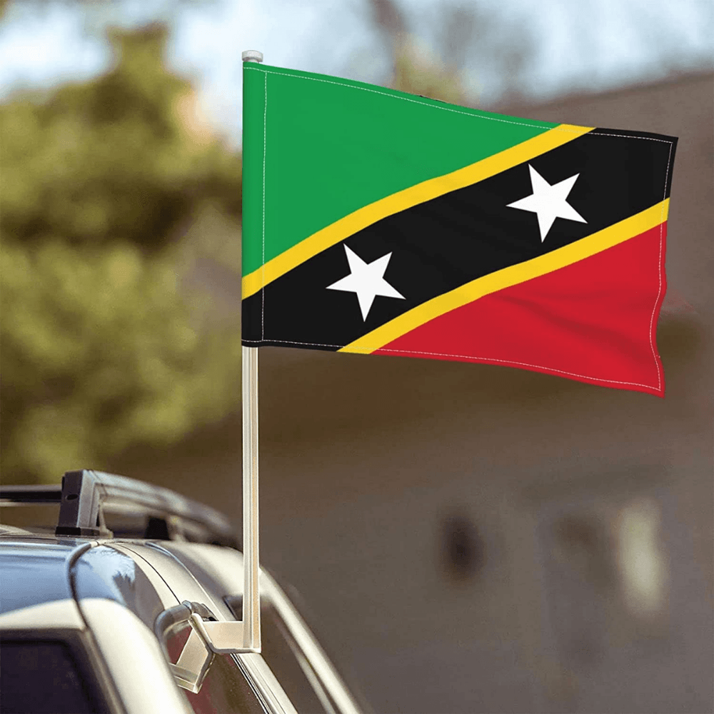 Saint Kitts Car Flag And Nevis Car Flag Mount For Vehicles-Globe Flags