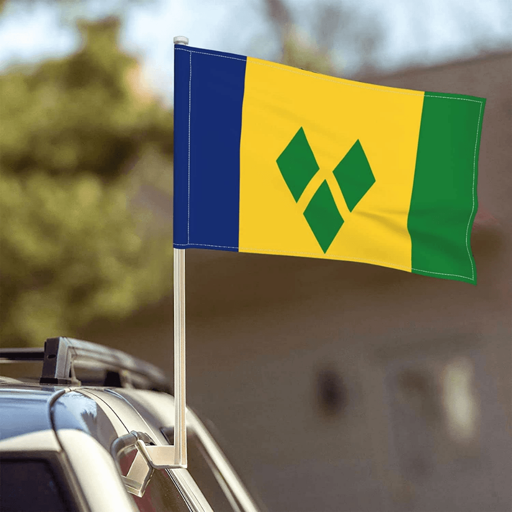 Saint Vincent Flag Car Mount Accessory For Vehicles-Globe Flags