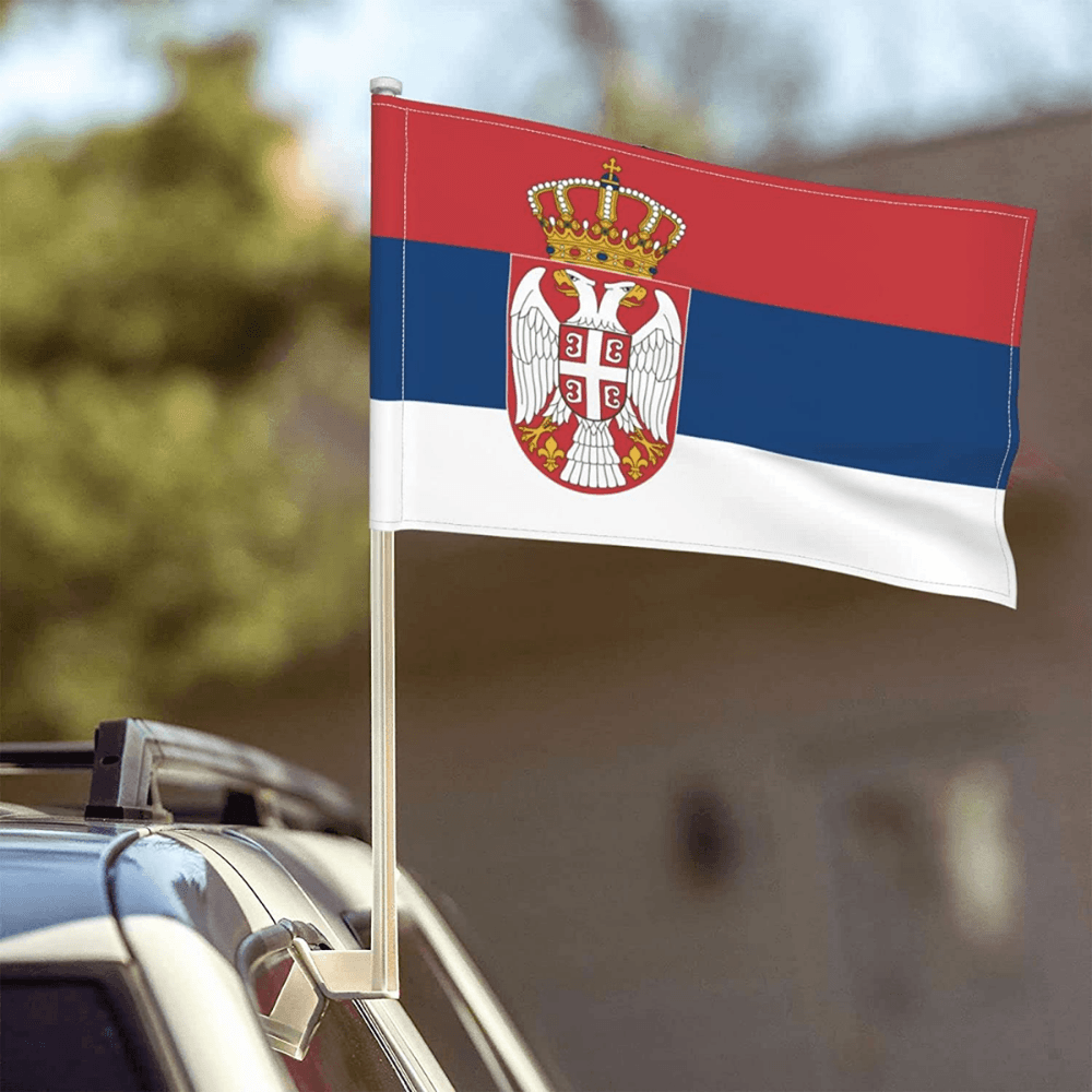 Serbia Car Flag Window Mount Polyester For Car Window-Globe Flags