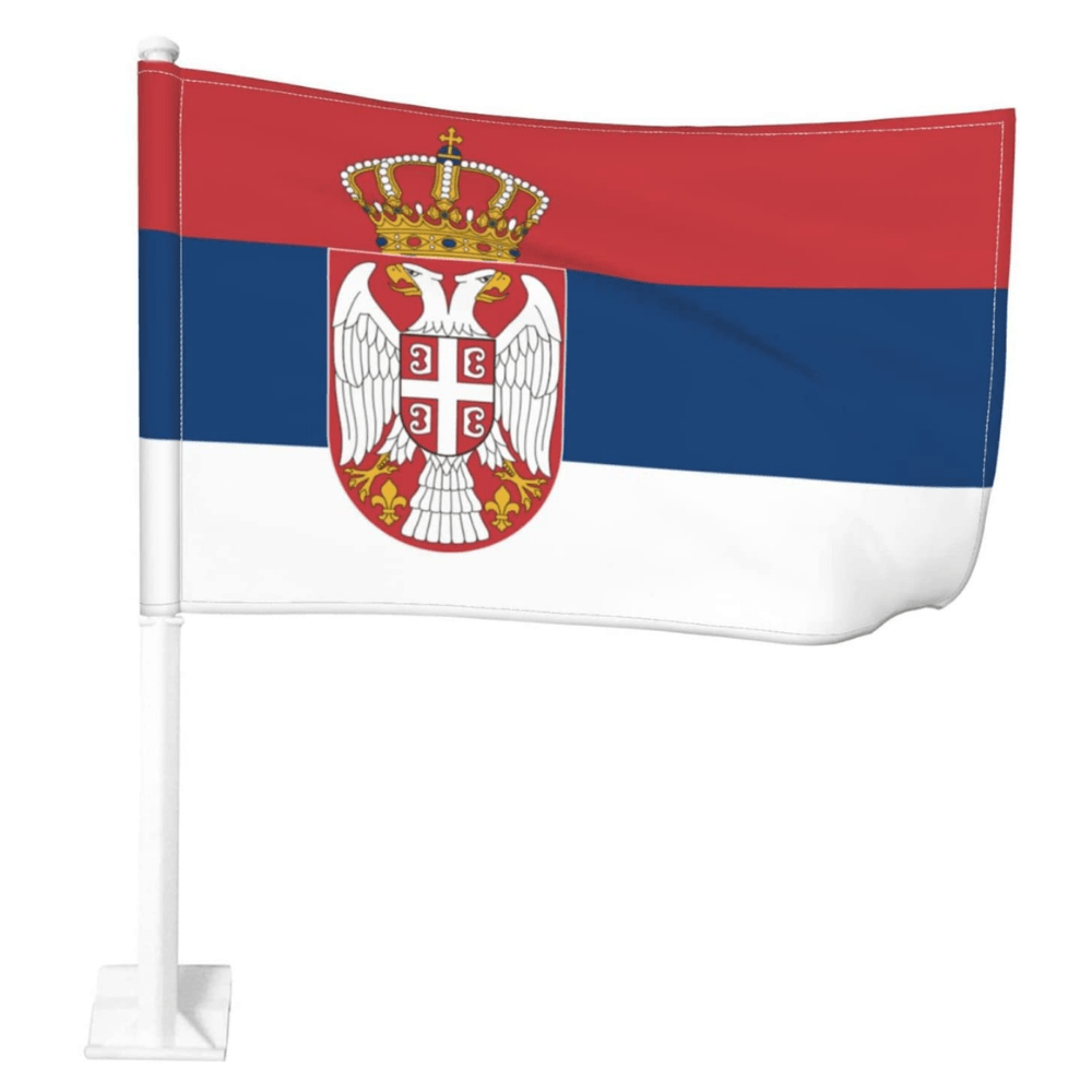 Serbia Car Flag Window Mount Polyester For Car Window-Globe Flags