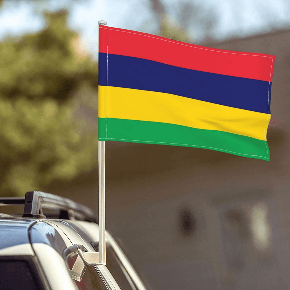 Mauritius Car Window Mounted Flag-Globe Flags