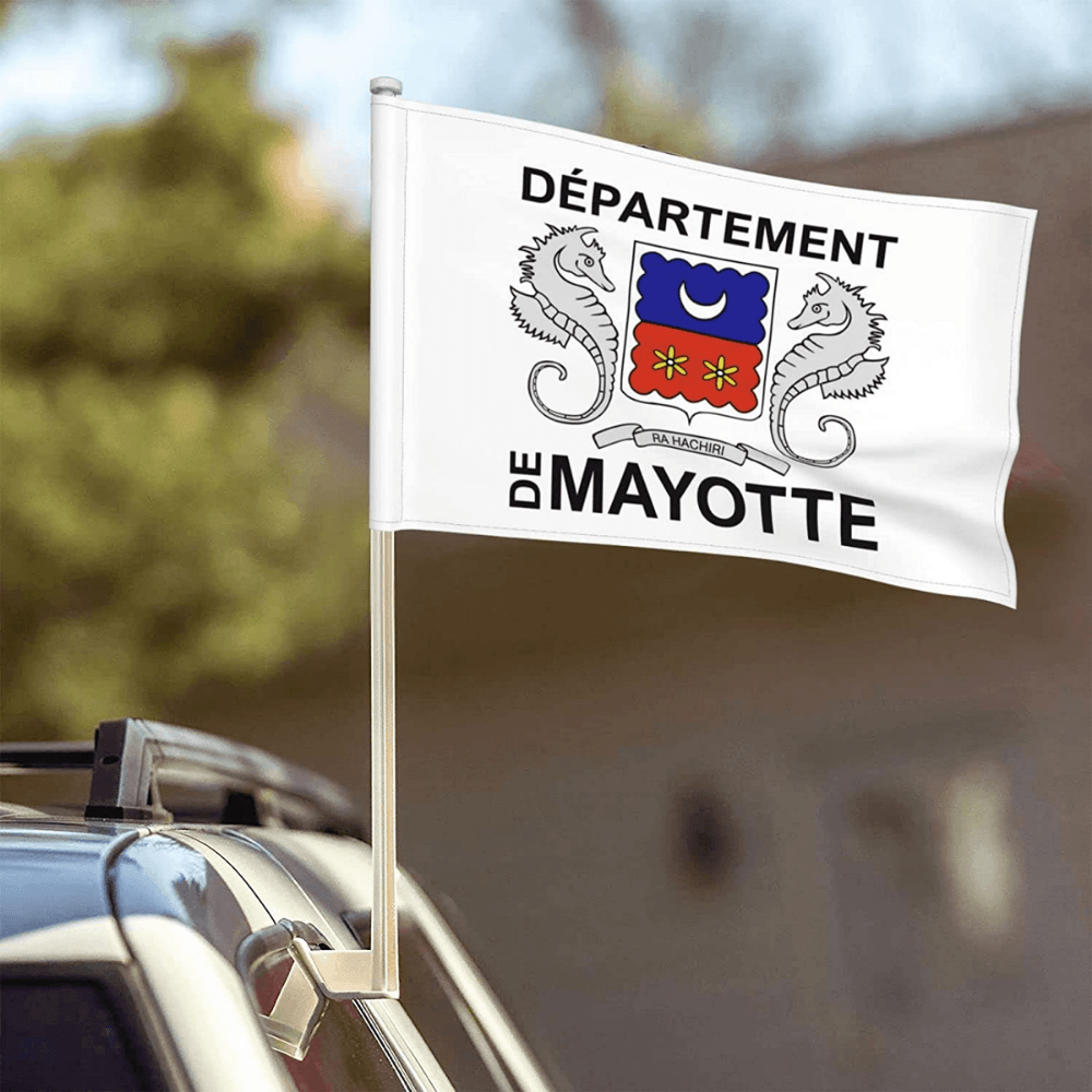 Mayotte Car Window Mounted Flag-Globe Flags