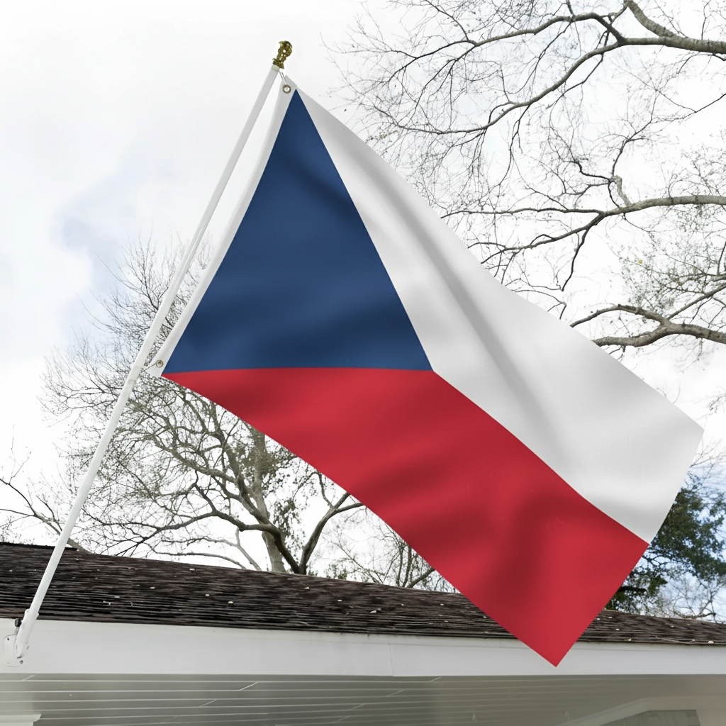 Official FIFA 2026 Czech Republic Flag close-up showing fabric texture and vivid colors
