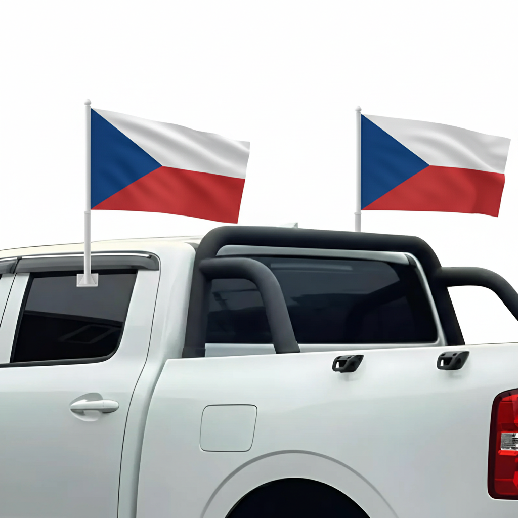 Official FIFA 2026 Czech Republic Car Flag on moving vehicle