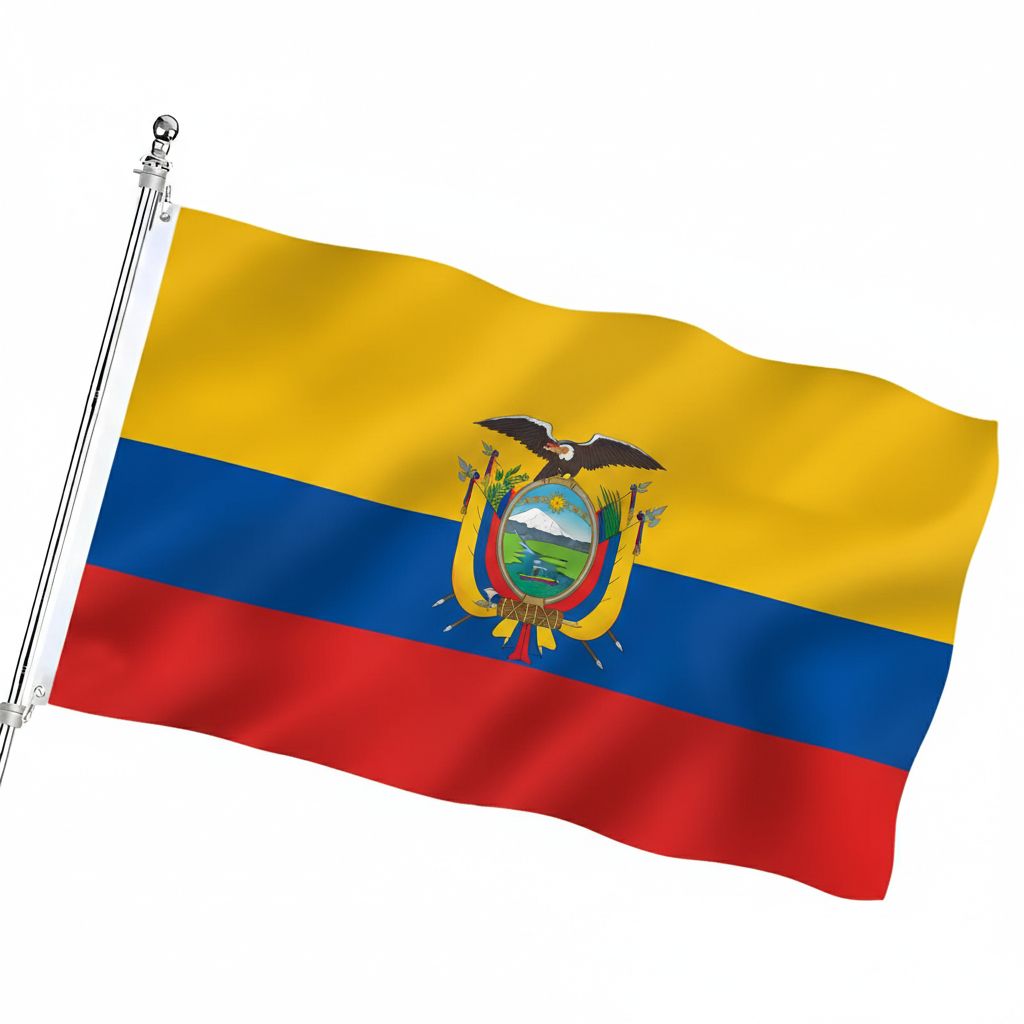 Official FIFA 2026 Ecuador Flag - front view on white background