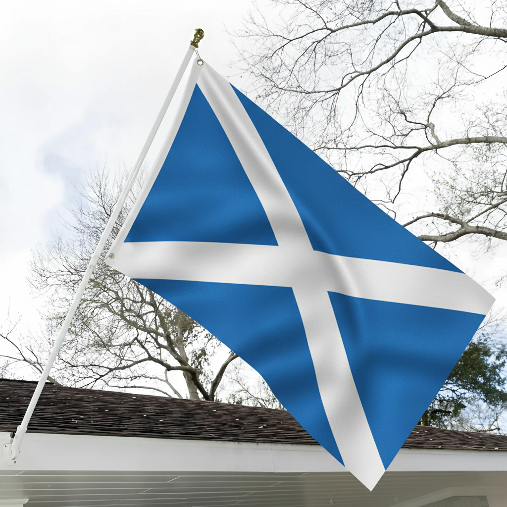 Official FIFA 2026 Scotland Flag close-up showing fabric texture and vivid colors