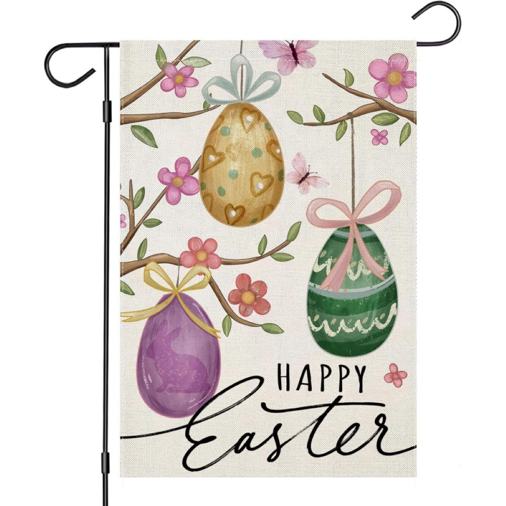 Eggs And Flowers Design Easter House Flag-Globe Flags